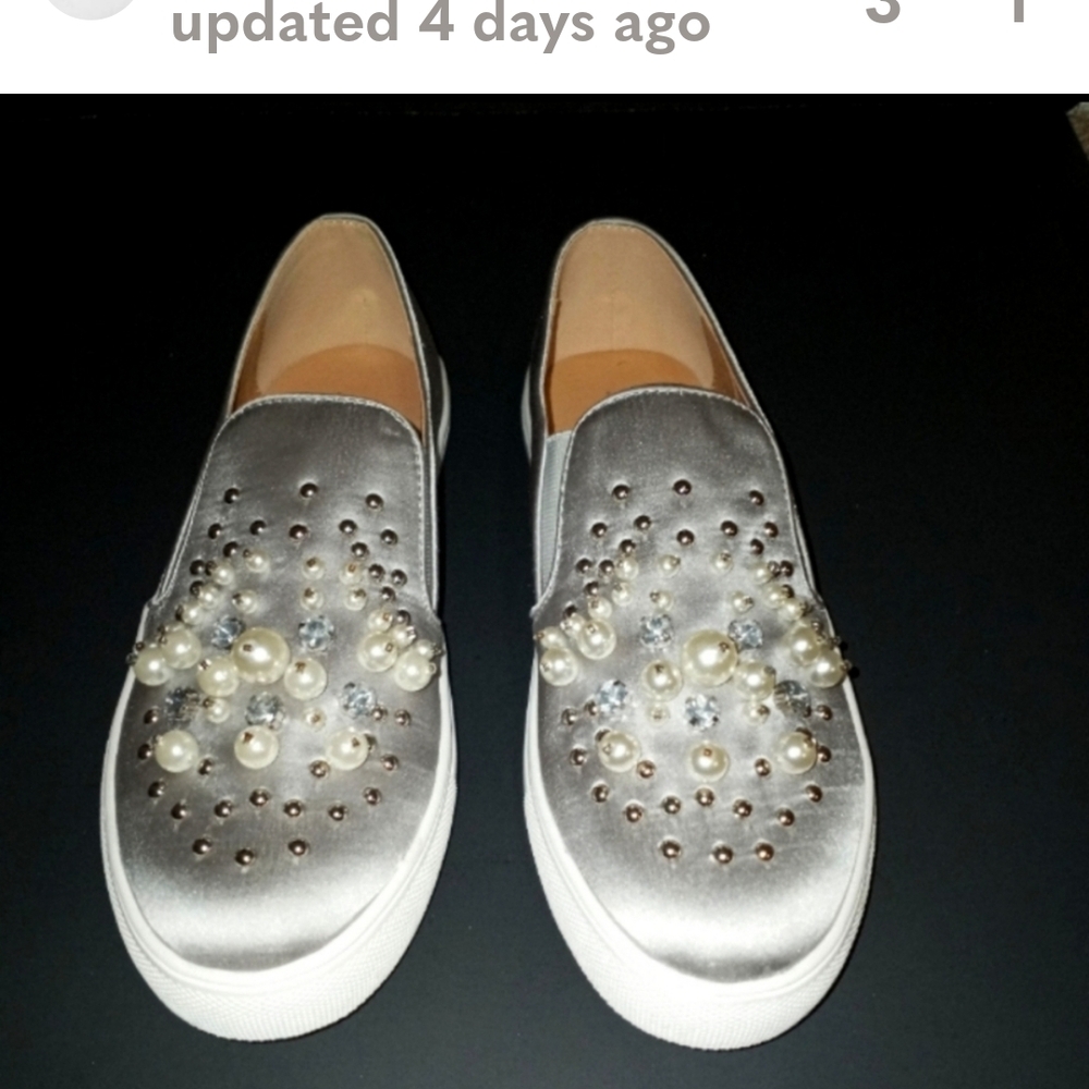 Elegant Silver Embellished Women's Slip-On Shoes